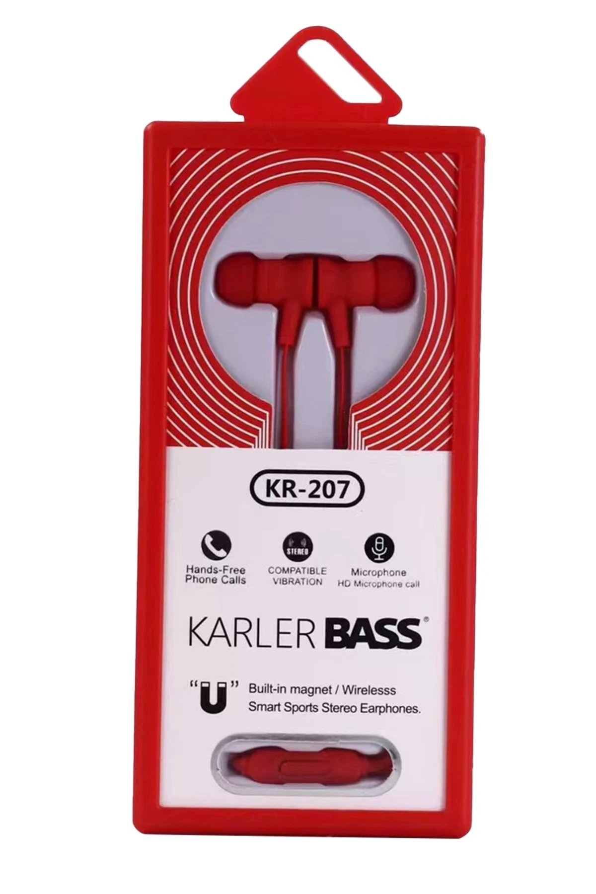 KR-207 Mıknatıslı Kablolu Kulaklık - Kırmızı-(5796)