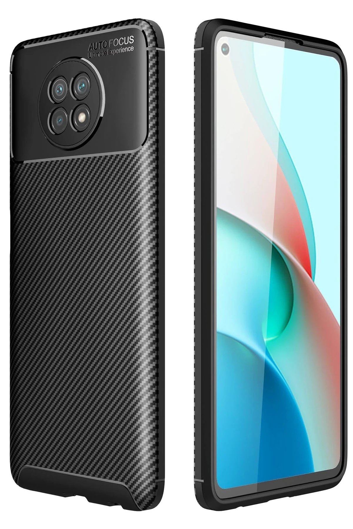 Xiaomi Redmi Note 9 5G Kılıf Auto Focus Karbon Kapak - Siyah-(5796)