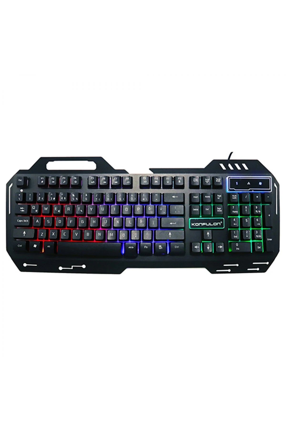 V1 RGB Işıklı Metal Yüzey Türkçe Q Kablolu Gaming Klavye-(5796)