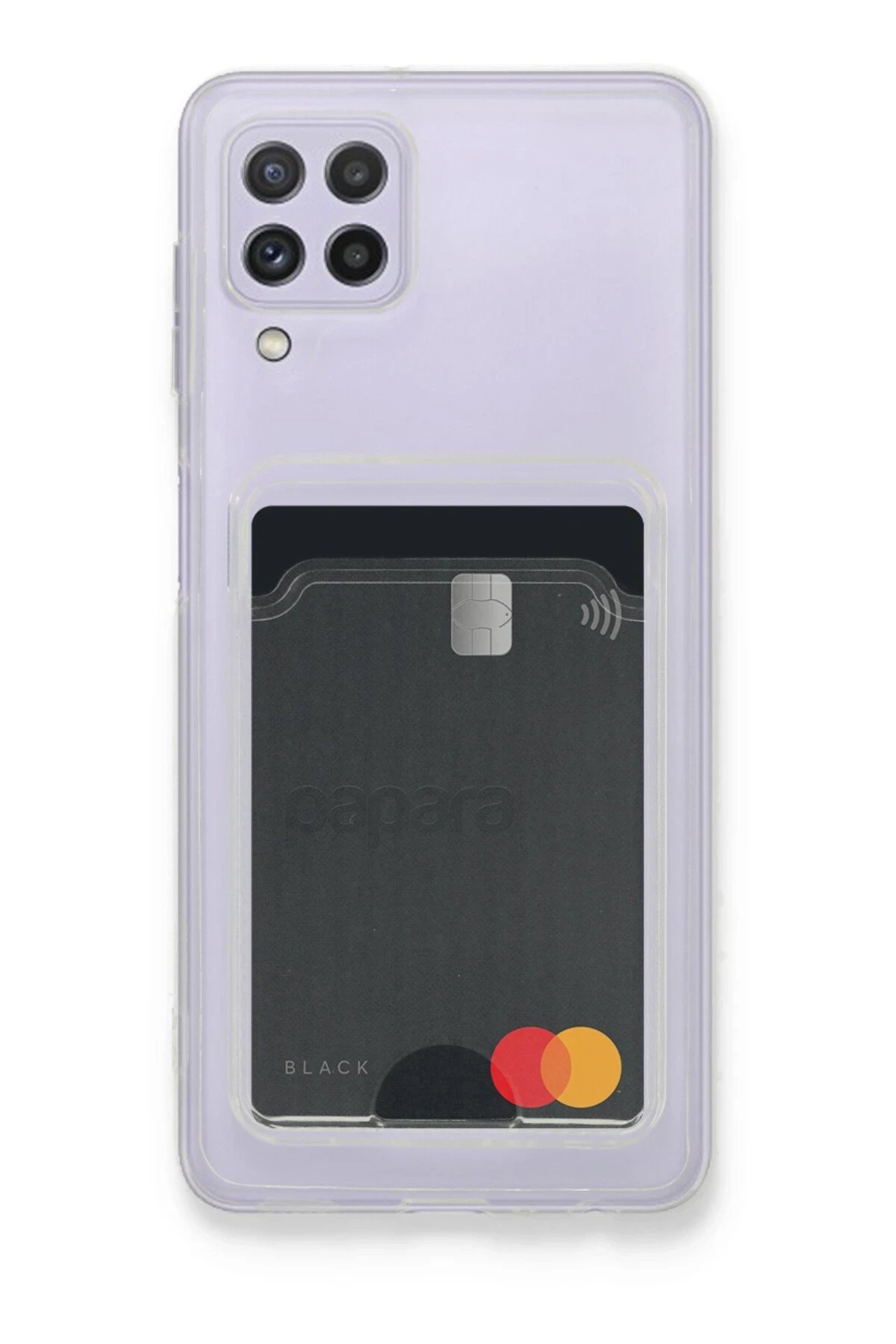 Samsung Galaxy A22 Kılıf Kart Şeffaf Silikon - Şeffaf-(5796)