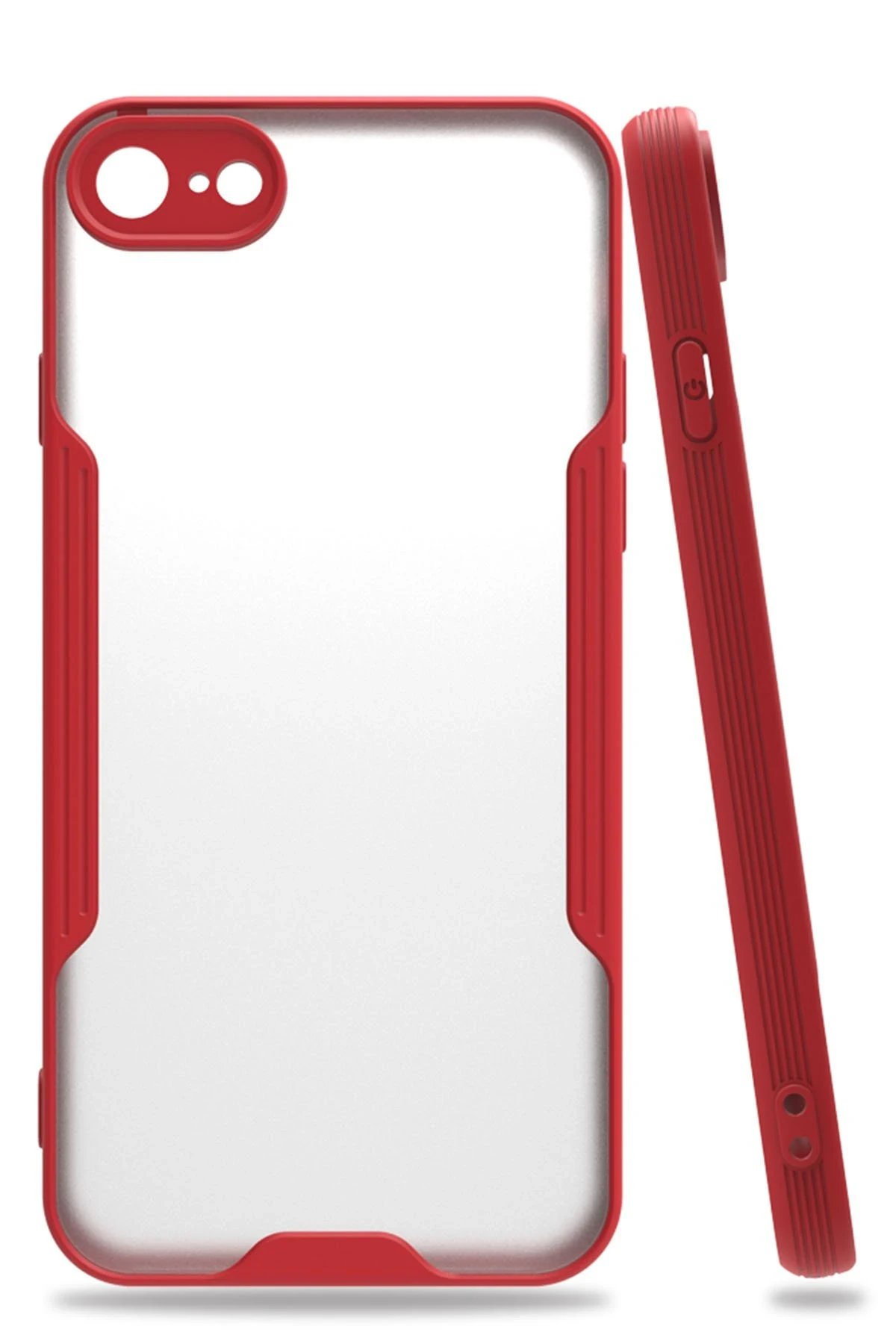 iPhone 7 Kılıf Platin Silikon - Kırmızı-(5796)