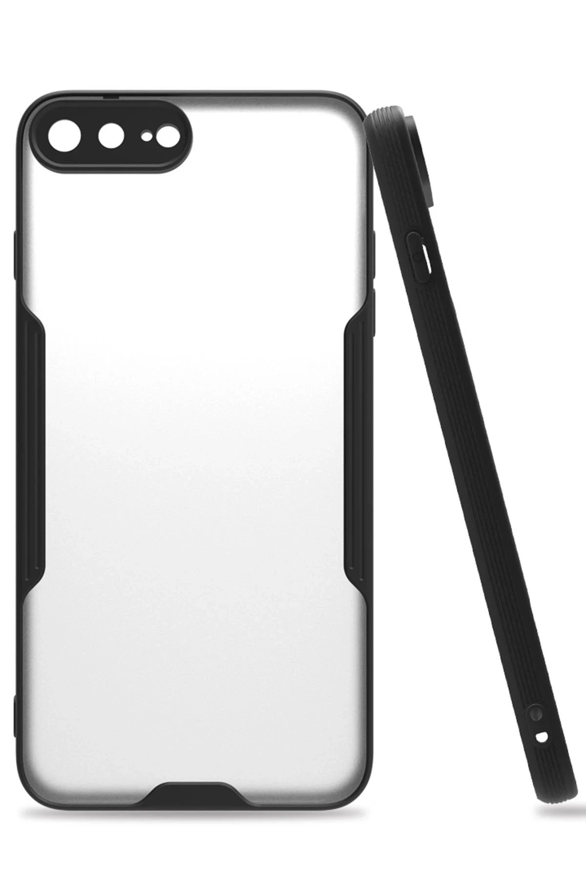 iPhone 7 Plus Kılıf Platin Silikon - Siyah-(5796)