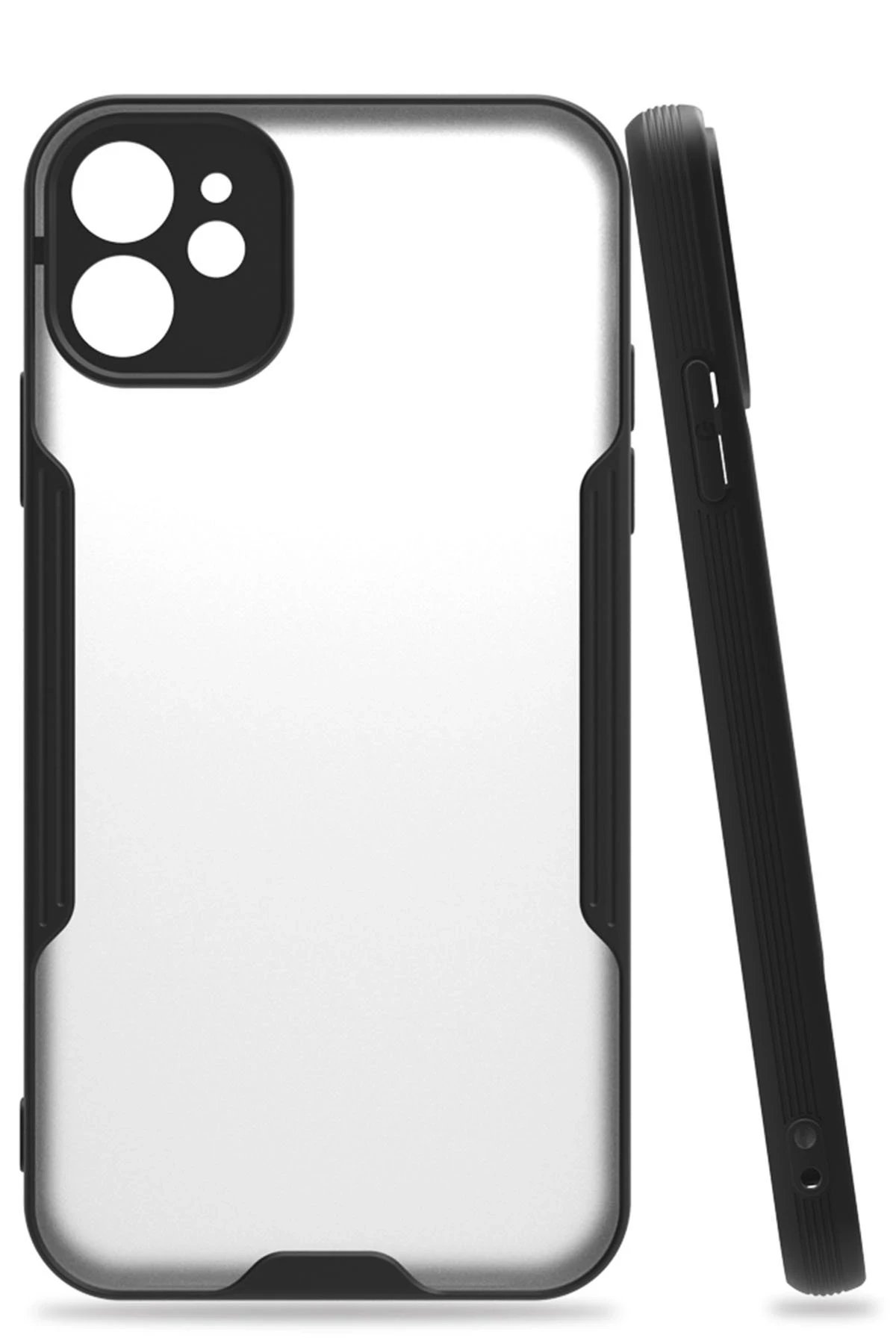 iPhone 11 Kılıf Platin Silikon - Siyah-(5796)