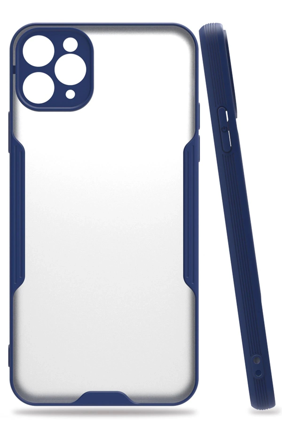 iPhone 11 Pro Max Kılıf Platin Silikon - Lacivert-(5796)