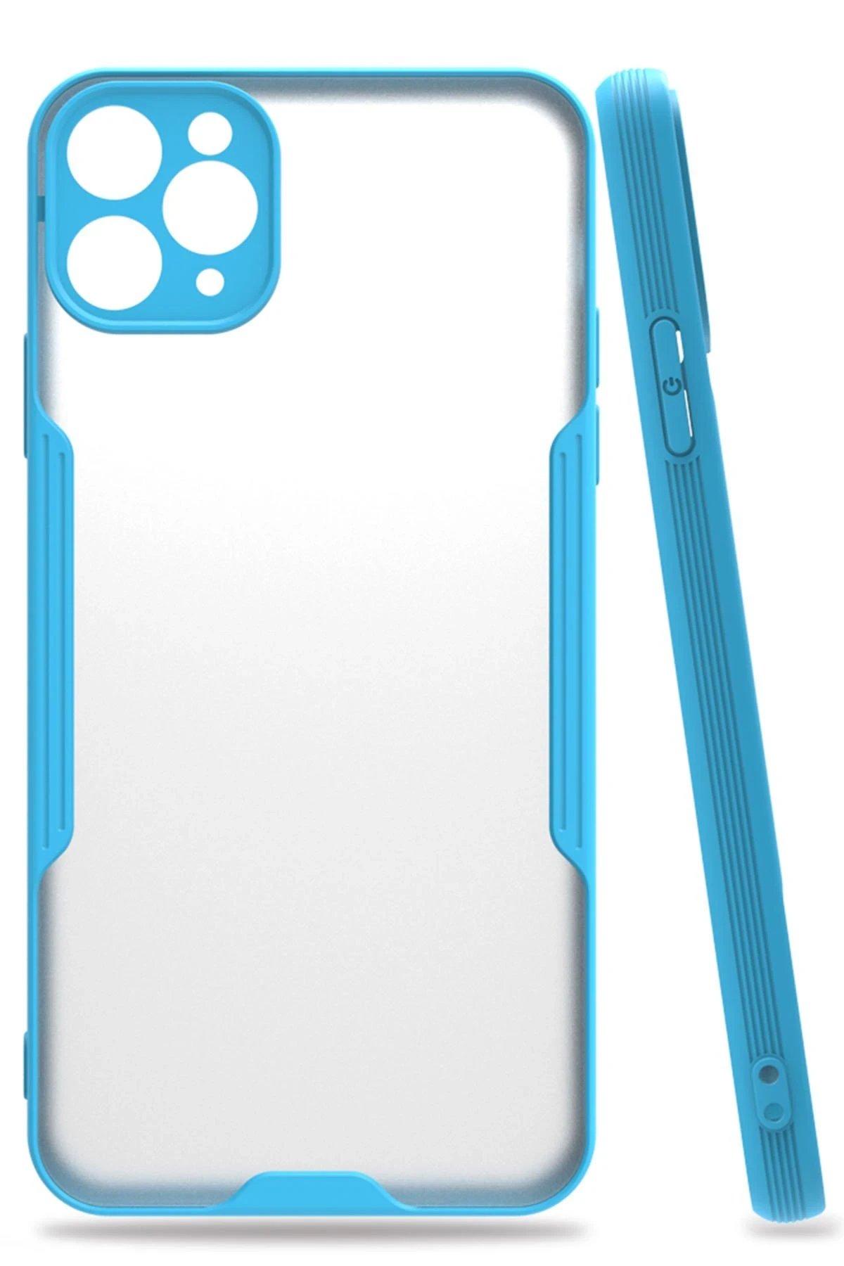 iPhone 11 Pro Max Kılıf Platin Silikon - Mavi-(5796)