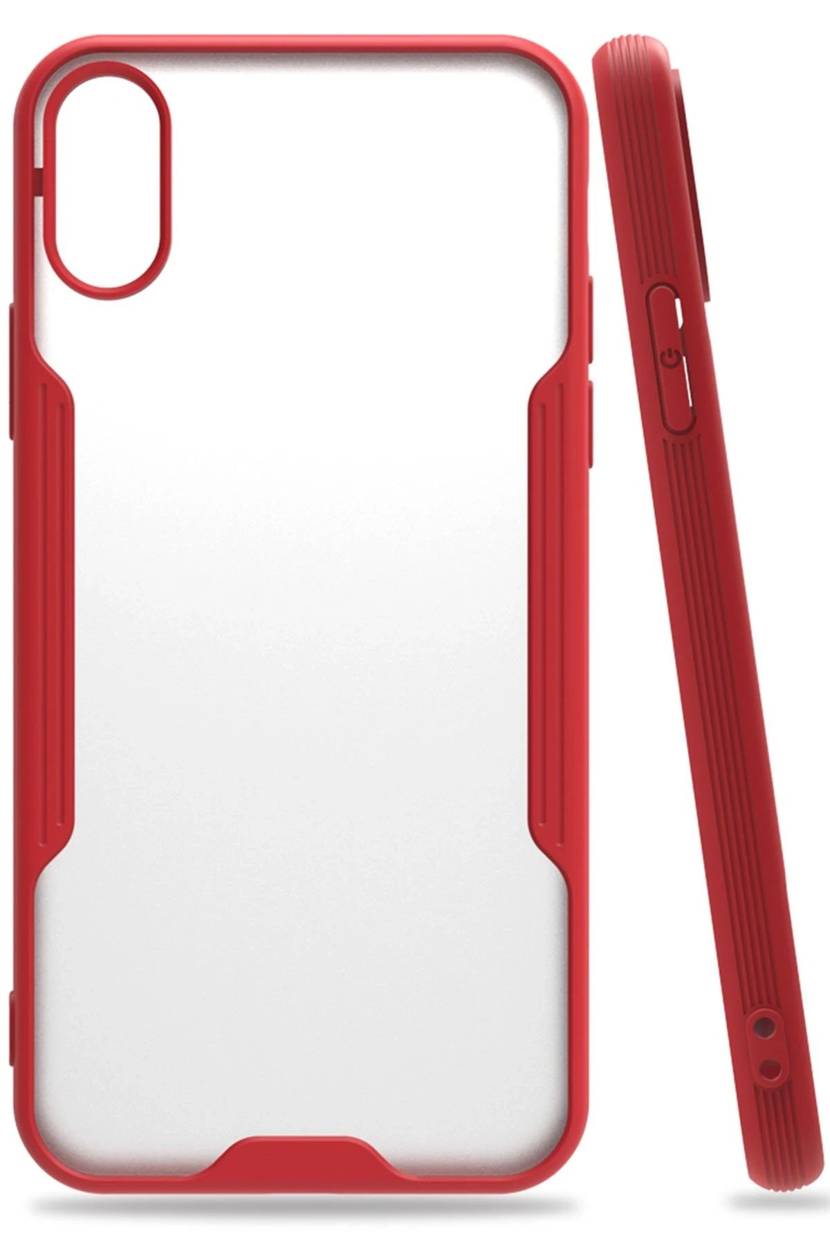 iPhone X Kılıf Platin Silikon - Kırmızı-(5796)