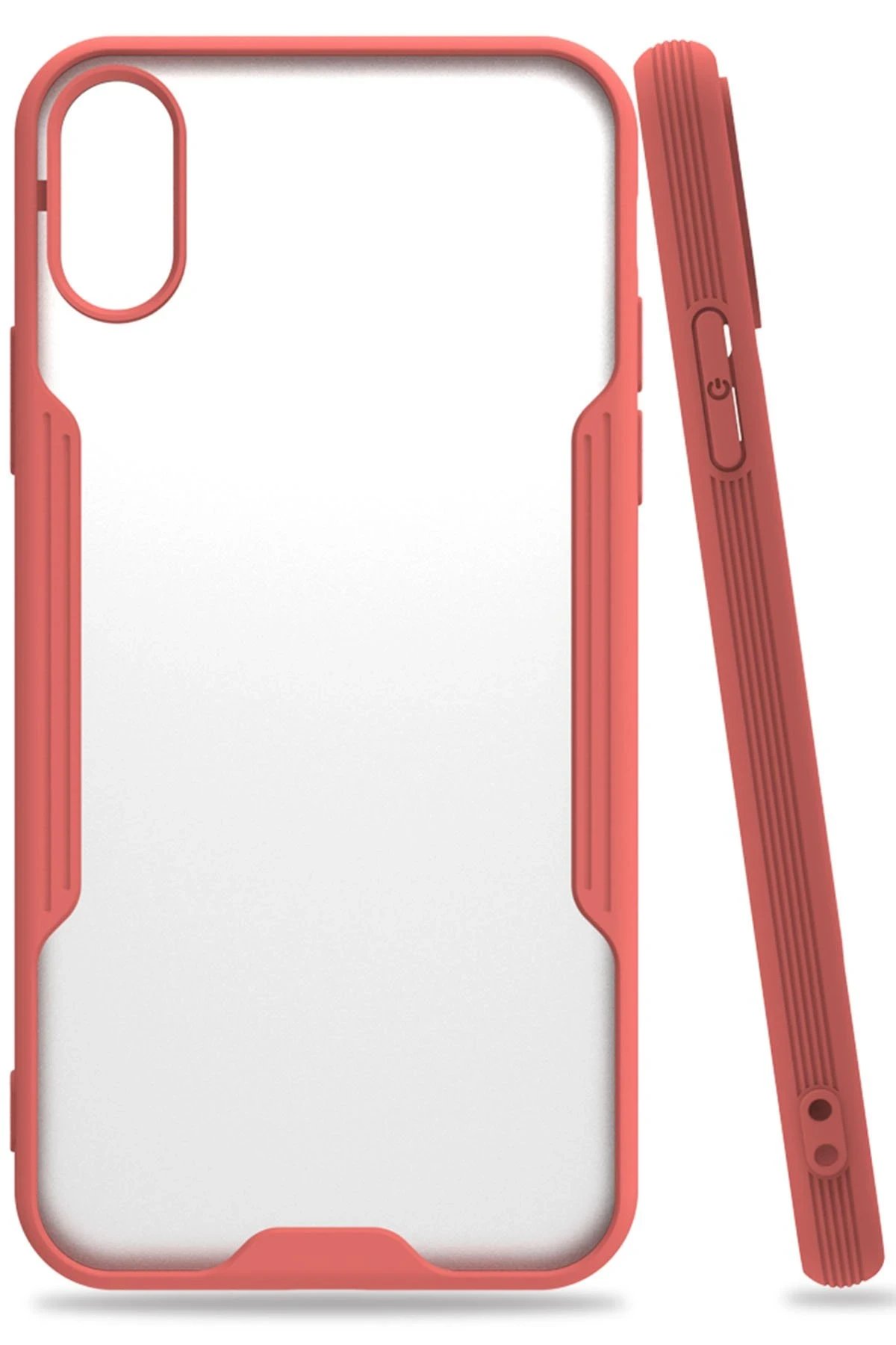 iPhone X Kılıf Platin Silikon - Pembe-(5796)