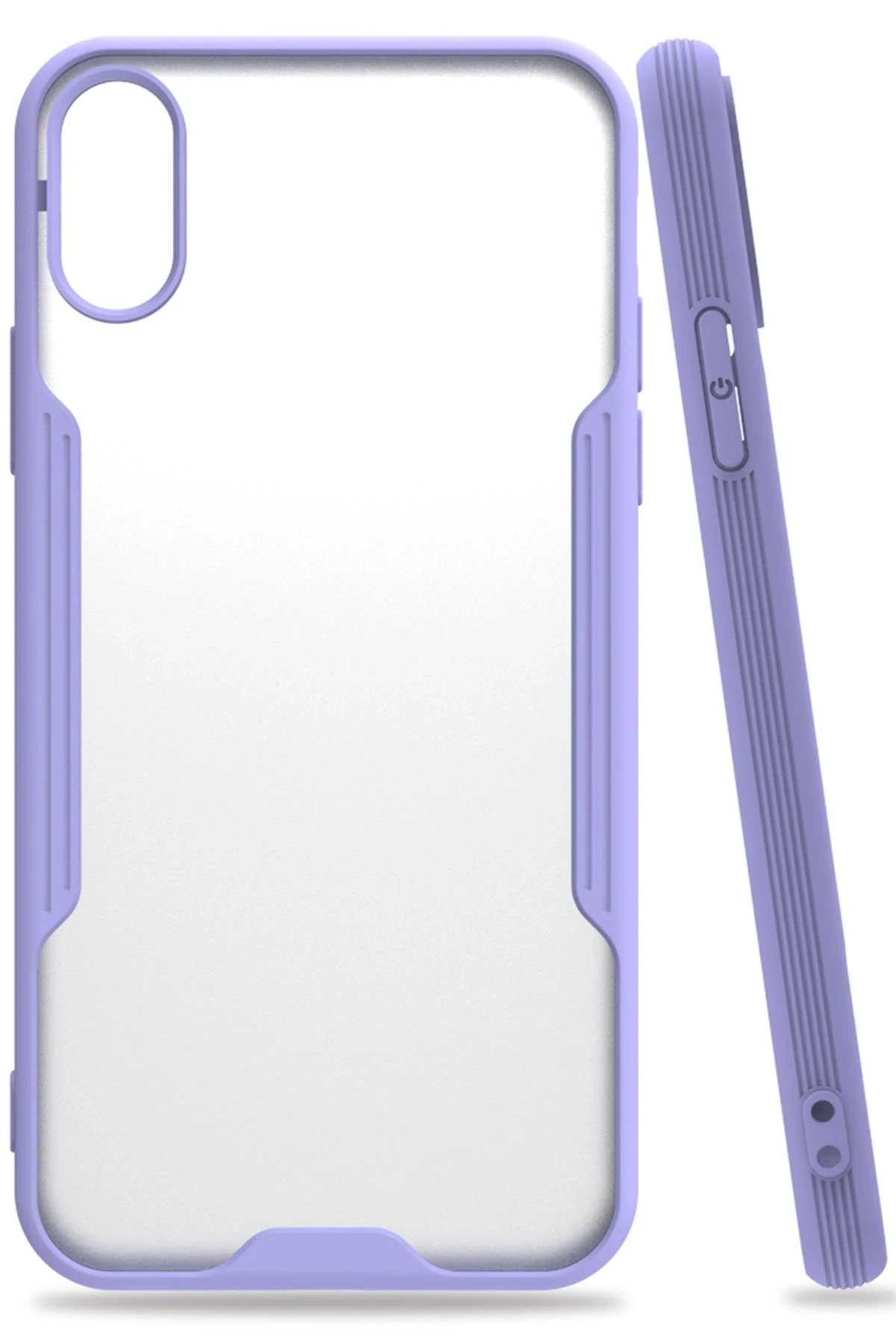 iPhone X Kılıf Platin Silikon - Lila-(5796)
