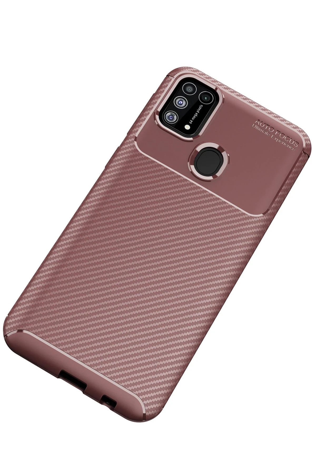 Samsung Galaxy M31 Kılıf Auto Focus Karbon Kapak - Kahverengi-(5796)