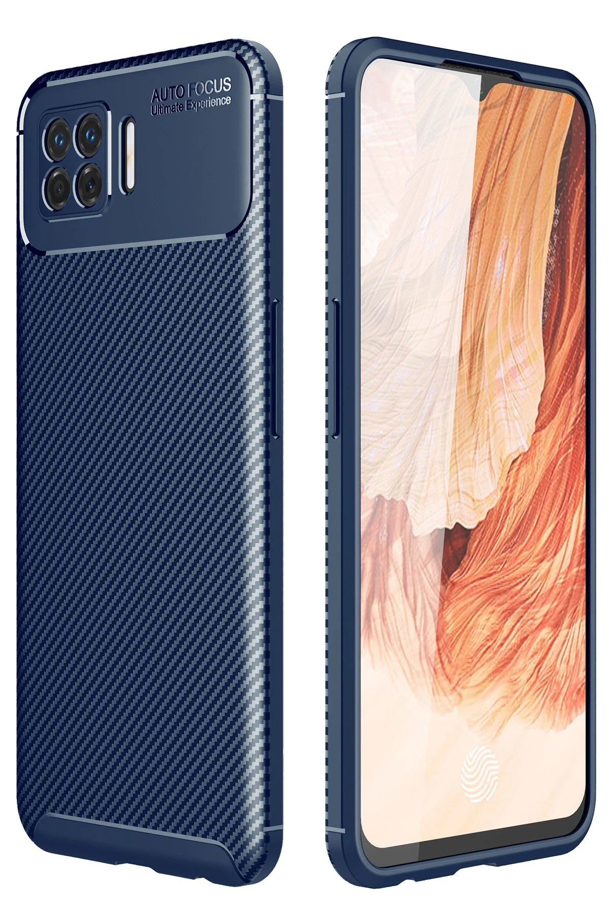 Oppo A73 Kılıf Auto Focus Karbon Kapak - Lacivert-(5796)