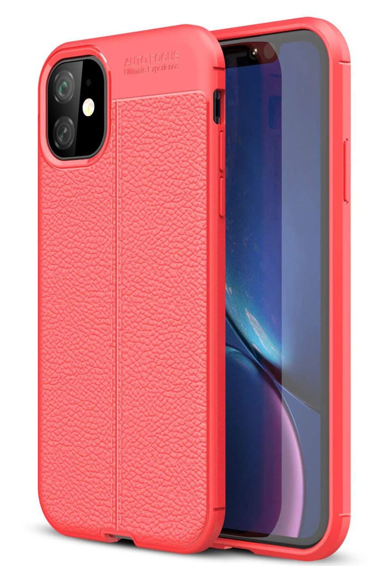 iPhone 11 Kılıf Auto Focus Kapak - Kırmızı-(5796)