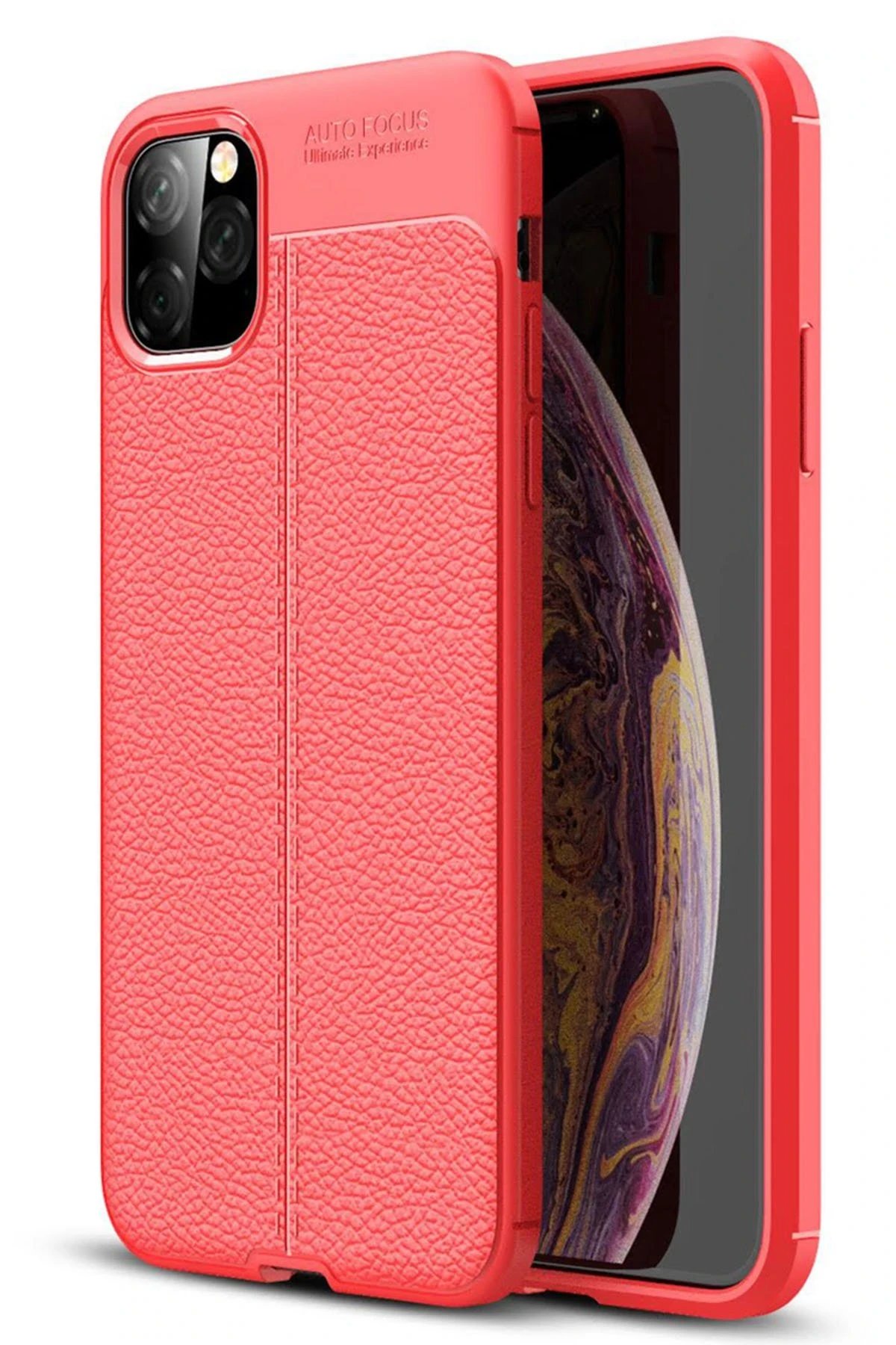 iPhone 11 Pro Max Kılıf Auto Focus Kapak - Kırmızı-(5796)