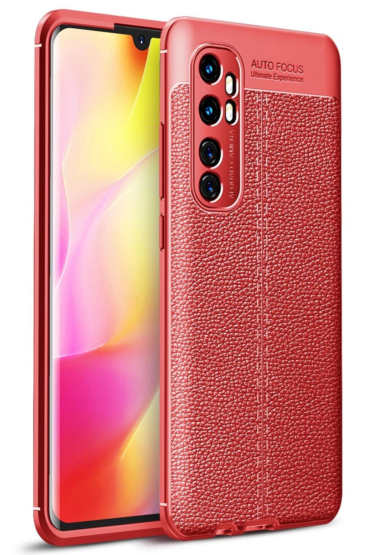 Xiaomi Mi Note 10 Lite Kılıf Auto Focus Kapak - Kırmızı-(5796)
