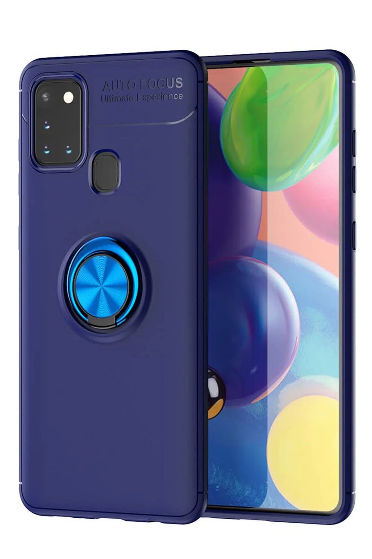 Samsung Galaxy M31 Kılıf Range Yüzüklü Silikon - Mavi-(5796)
