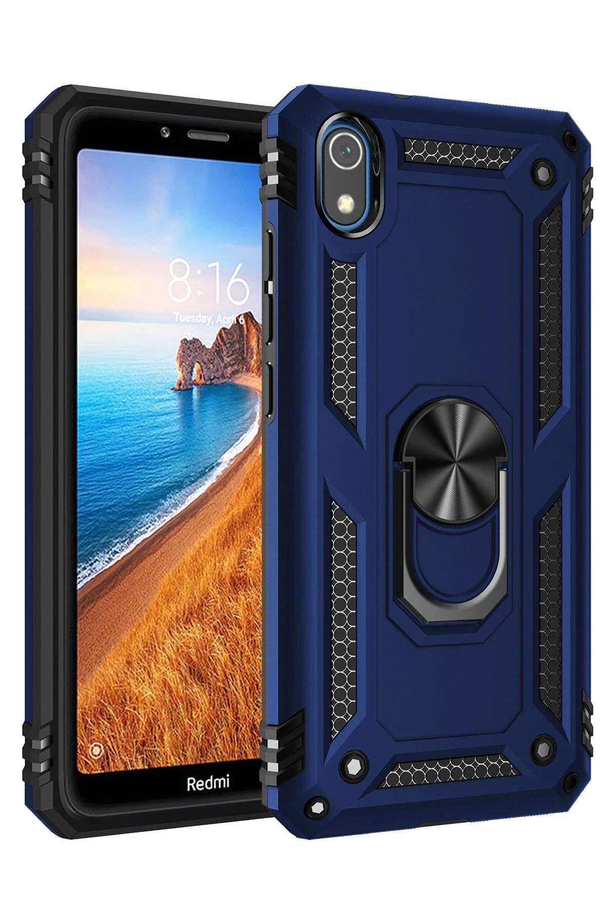 Xiaomi Redmi 7A Kılıf Sofya Yüzüklü Silikon Kapak - Lacivert-(5796)