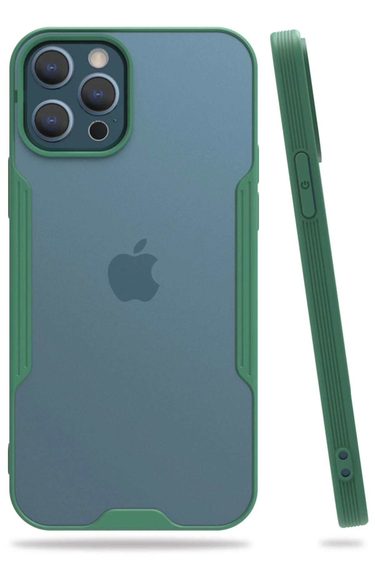 iPhone 12 Pro Max Kılıf Platin Silikon - Yeşil-(5796)