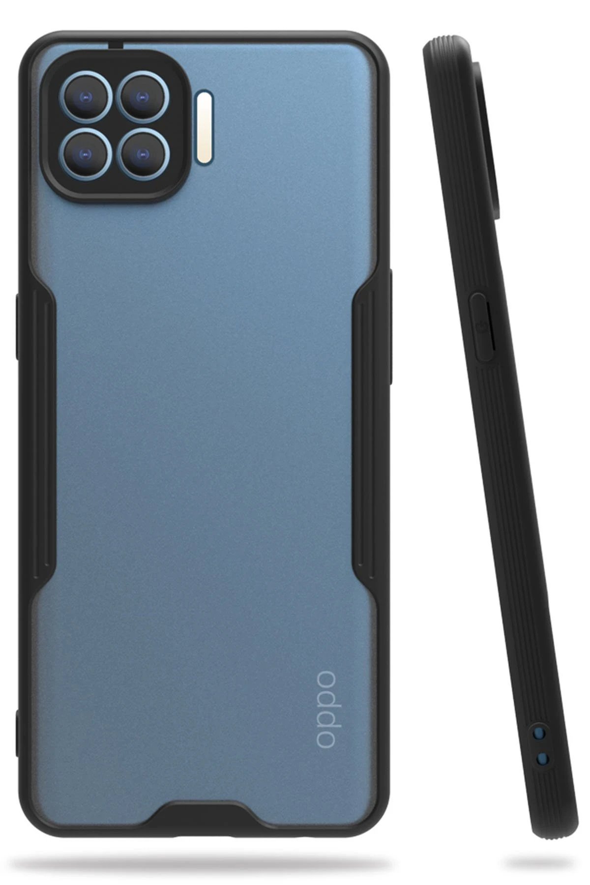 Oppo Reno 4 Lite Kılıf Platin Silikon - Siyah-(5796)