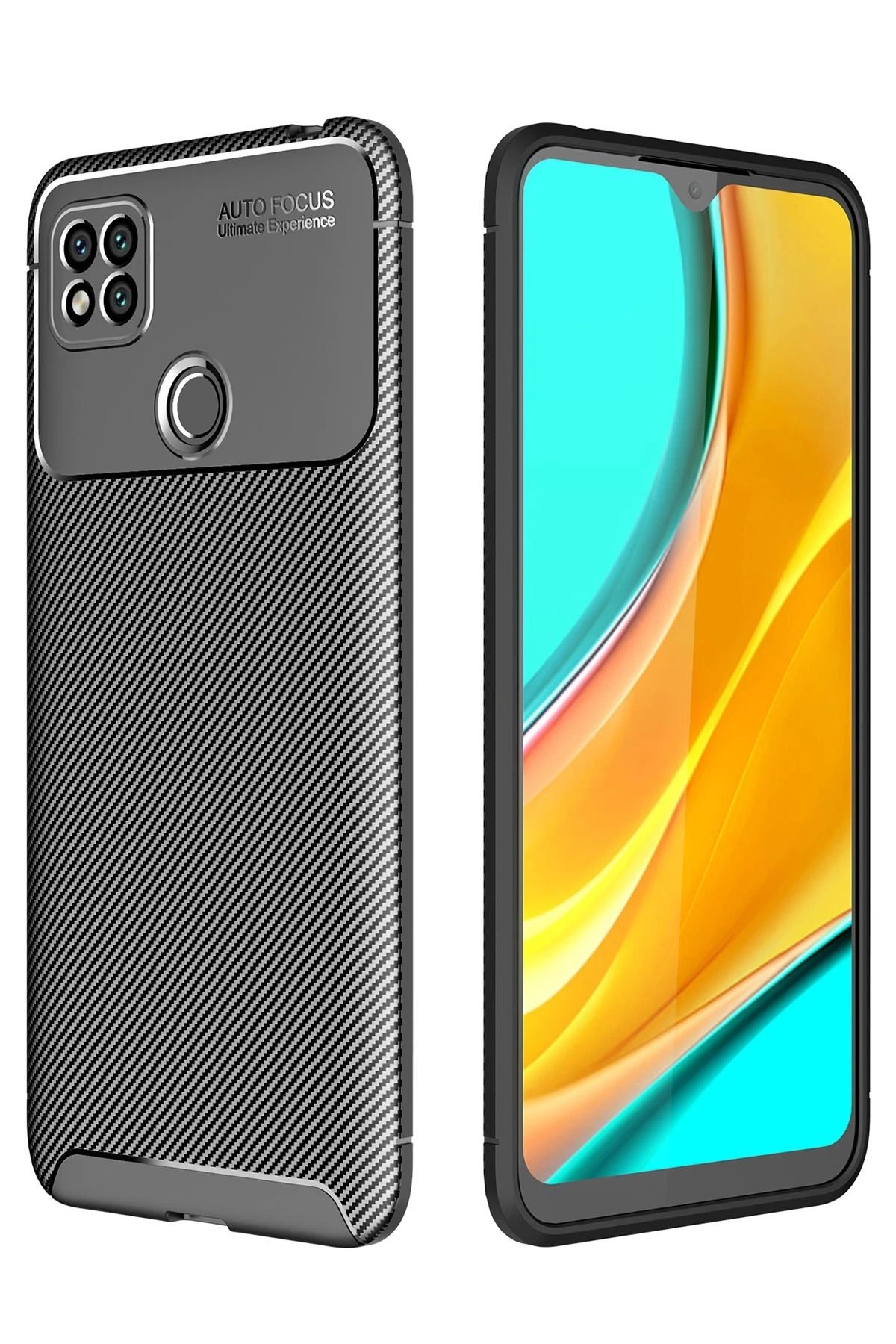 Xiaomi Redmi 9C Kılıf Auto Focus Karbon Kapak - Siyah-(5796)