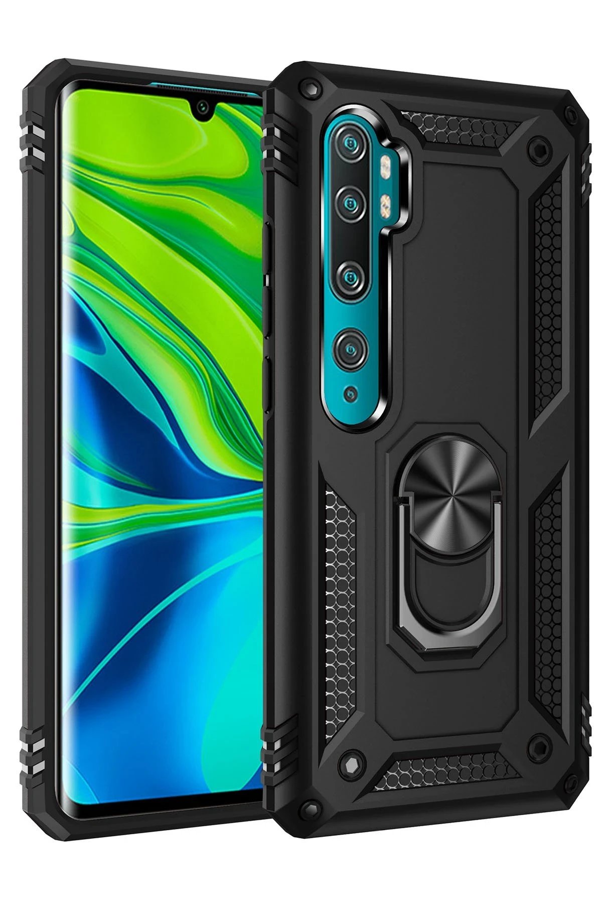 Xiaomi Mi Note 10 Lite Kılıf Sofya Yüzüklü Silikon Kapak - Siyah-(5796)