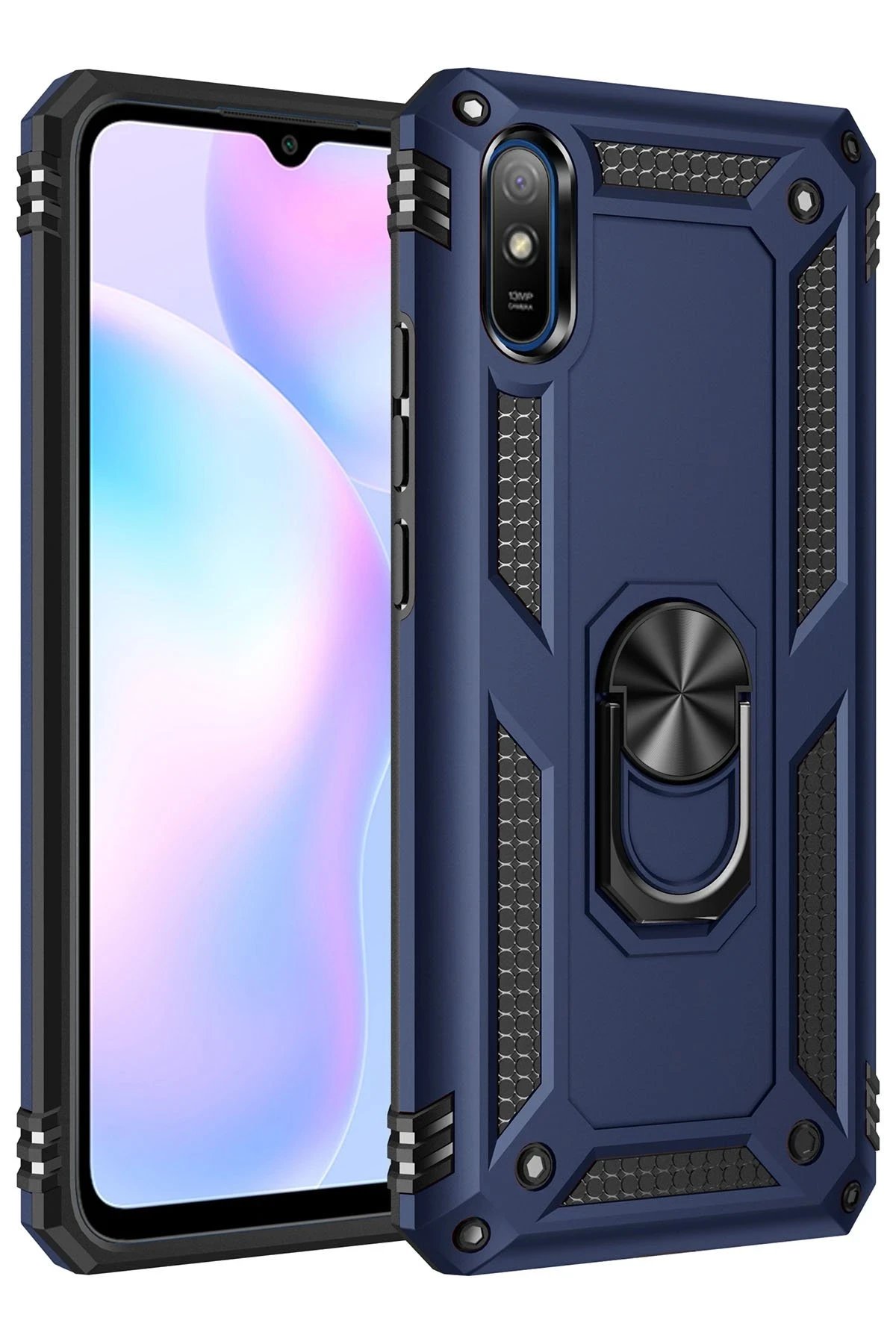 Xiaomi Redmi 9A Kılıf Sofya Yüzüklü Silikon Kapak - Lacivert-(5796)