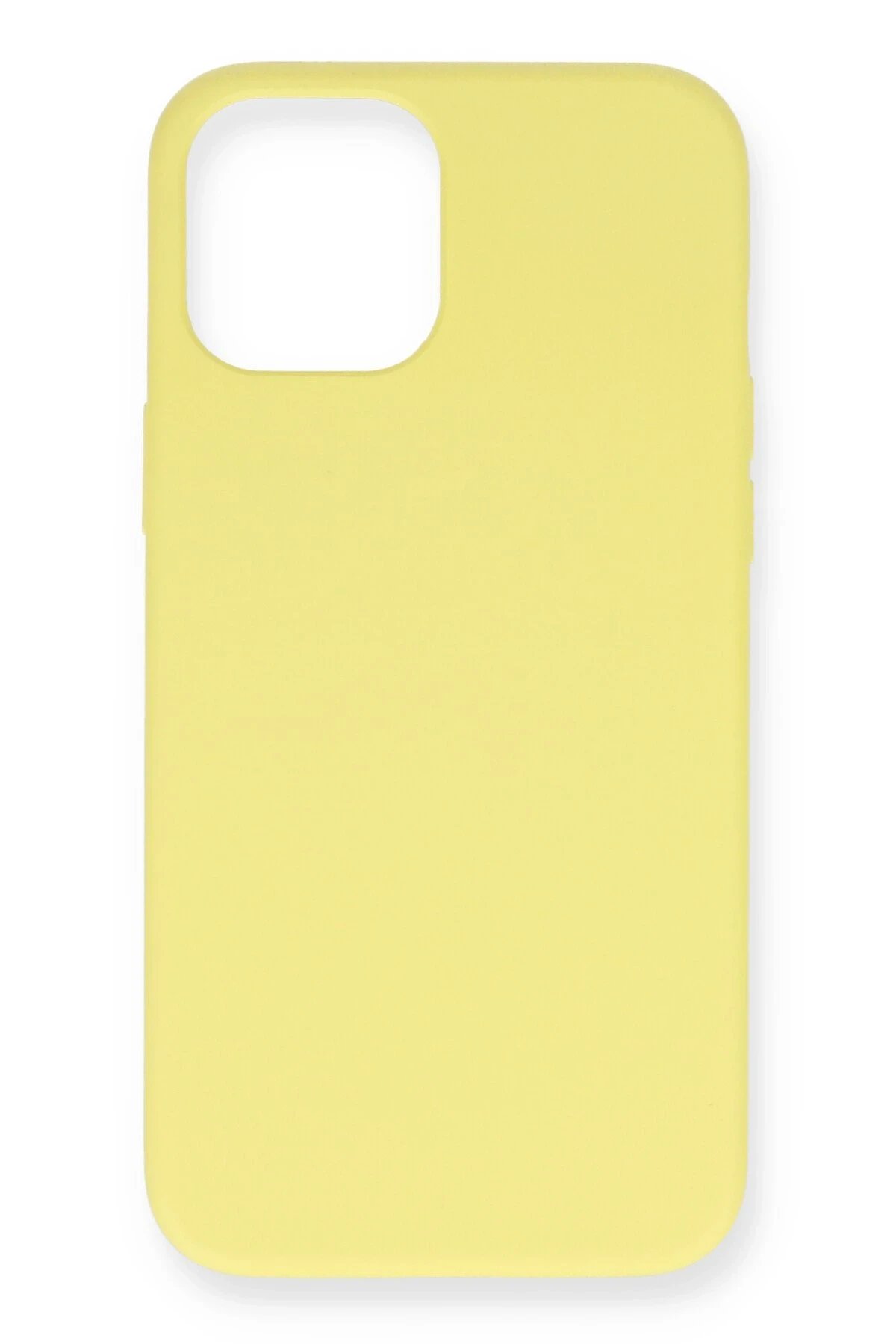 iPhone 12 Kılıf Nano içi Kadife Silikon- Sarı-(5796)