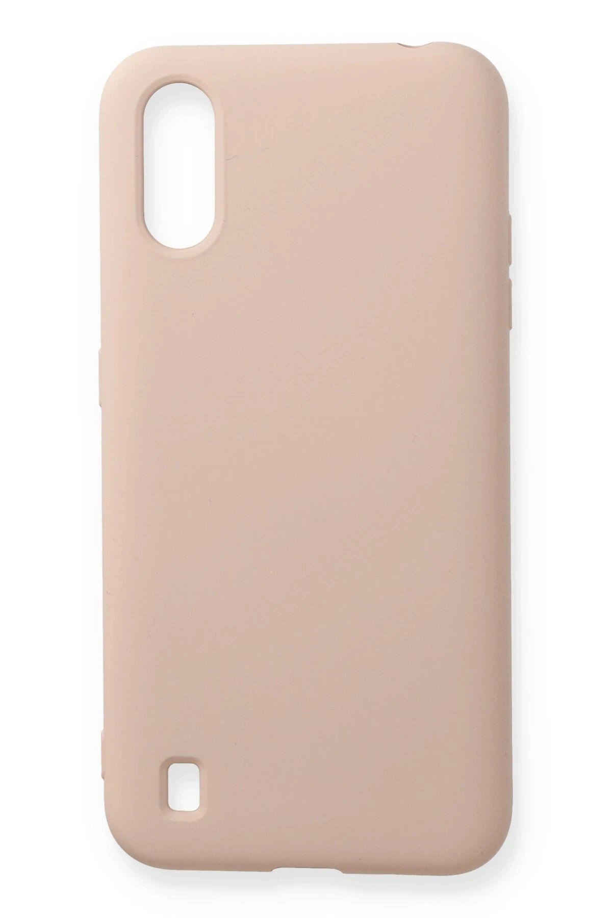 Samsung Galaxy A01 Kılıf Nano içi Kadife Silikon - Pudra-(5796)