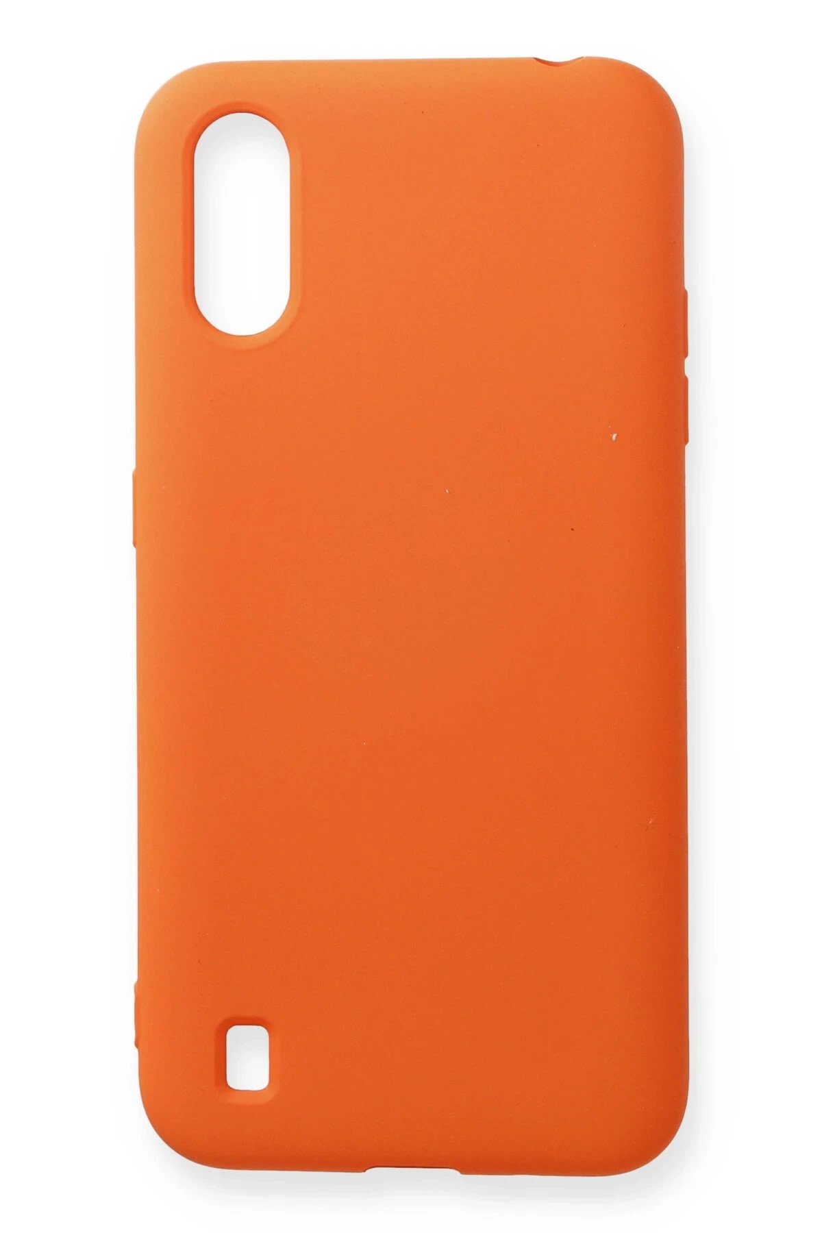 Samsung Galaxy A01 Kılıf Nano içi Kadife Silikon - Turuncu-(5796)