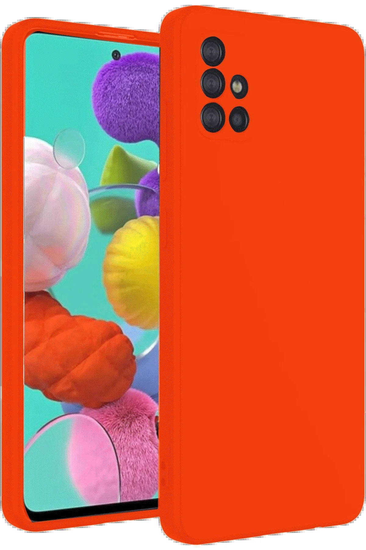 Samsung Galaxy A31 Kılıf Nano içi Kadife Silikon - Turuncu-(5796)