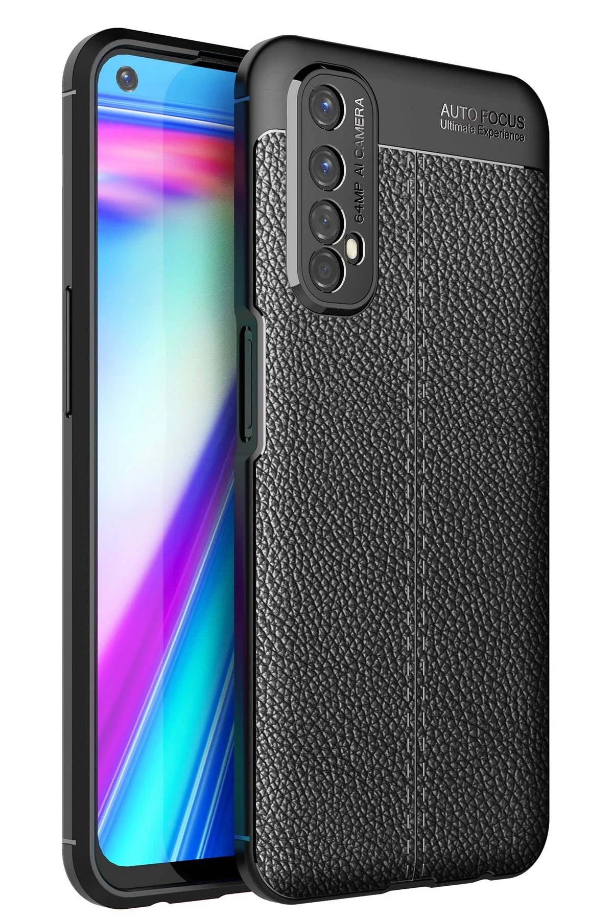 Realme 7 Kılıf Auto Focus Kapak - Siyah-(5796)