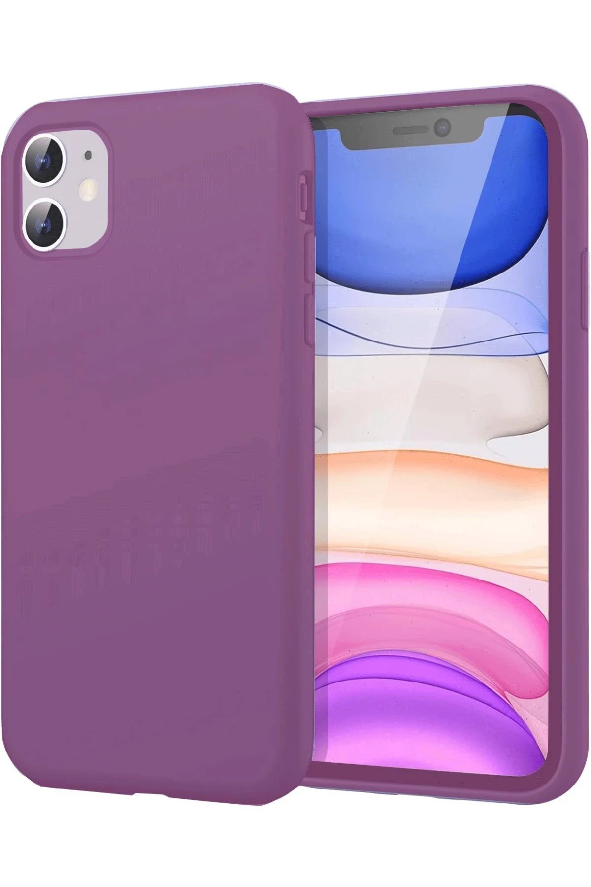 iPhone 11 Kılıf First Silikon - Mürdüm-(5796)