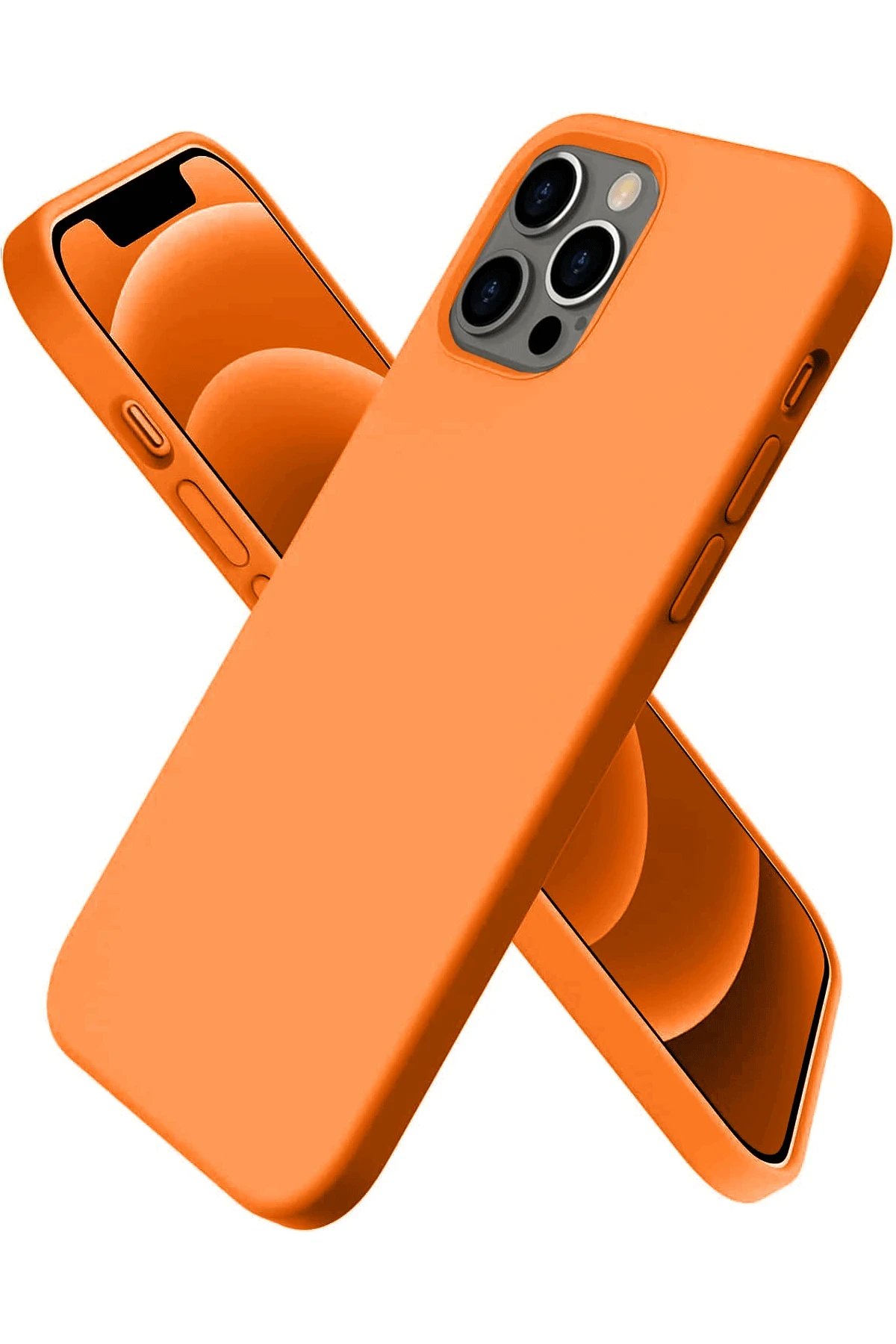 iPhone 12 Pro Kılıf First Silikon - Turuncu-(5796)