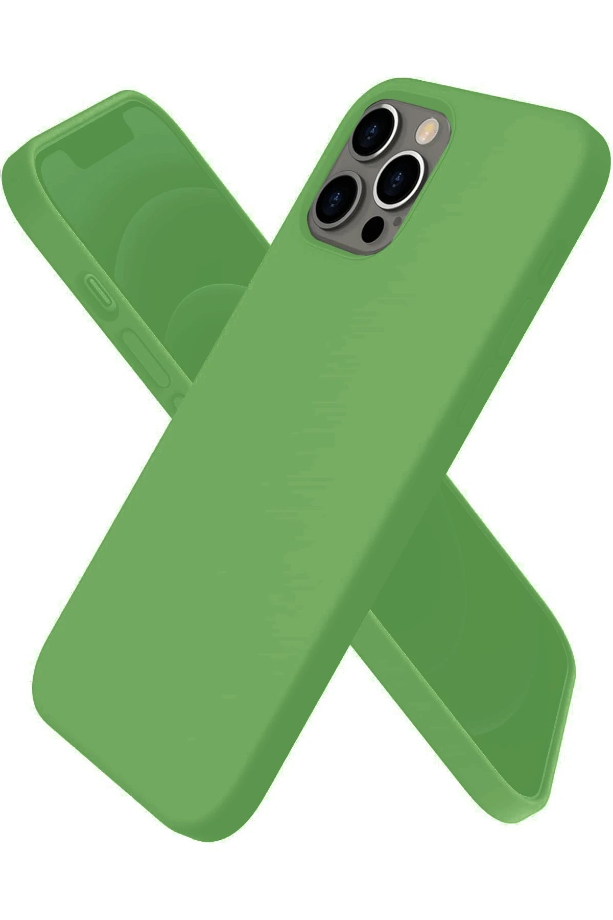 iPhone 12 Pro Max Kılıf First Silikon - Yeşil-(5796)