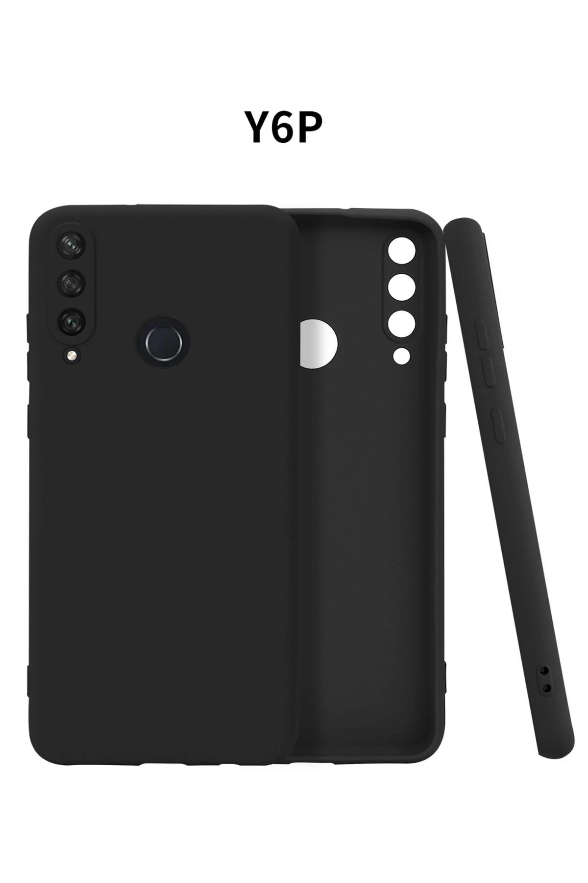 Huawei Y6P Kılıf First Silikon - Siyah-(5796)