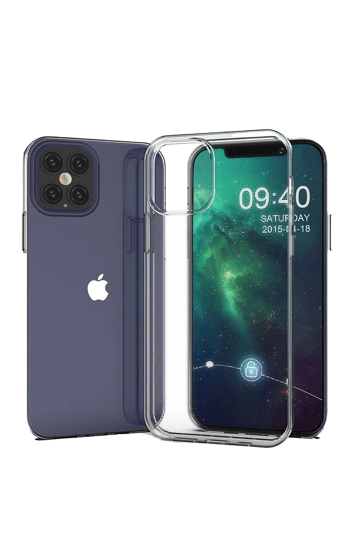 iPhone 12 Kılıf Lüx Şeffaf Silikon-(5796)