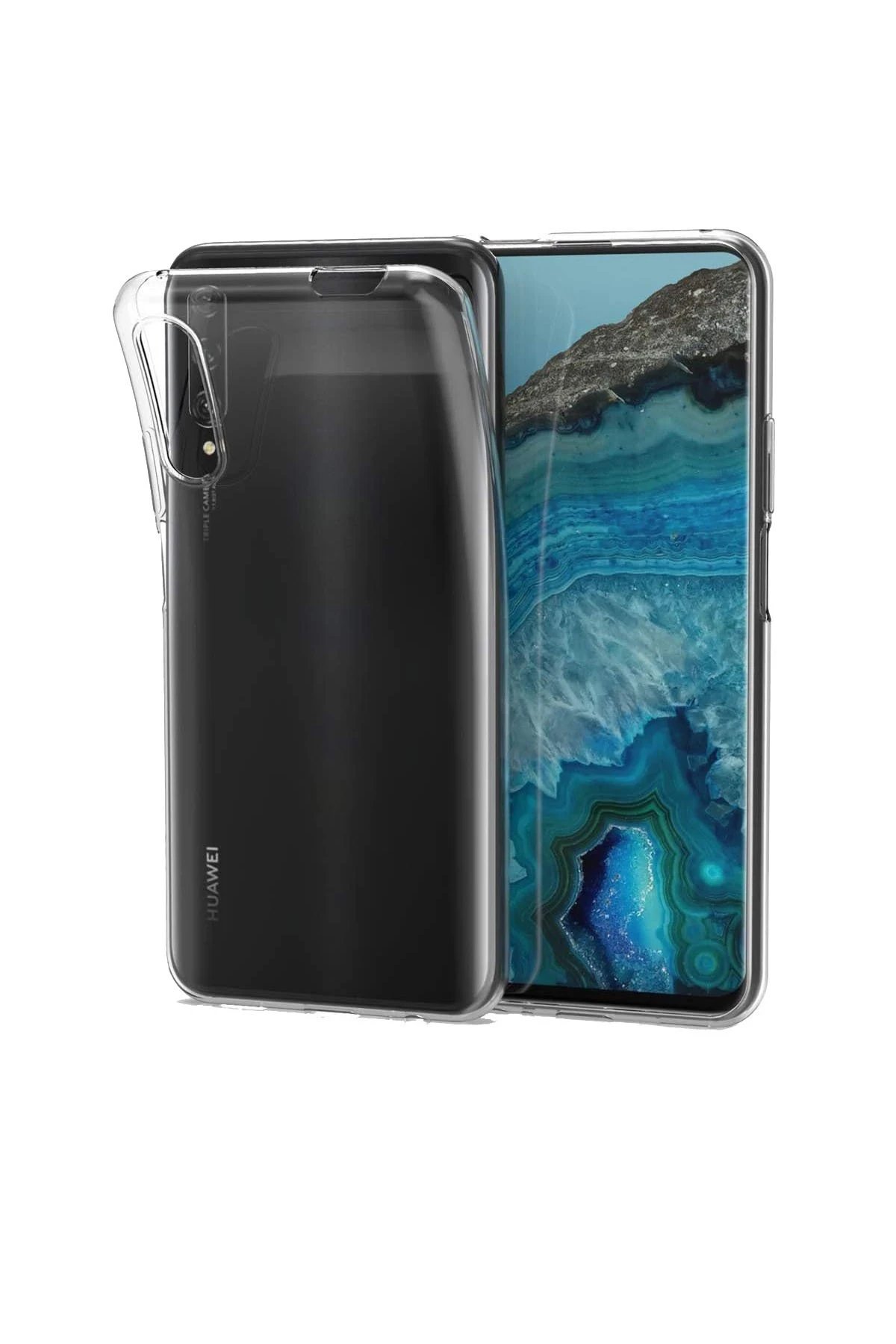 Huawei P Smart Pro / Y9S Kılıf Lüx Şeffaf Silikon-(5796)