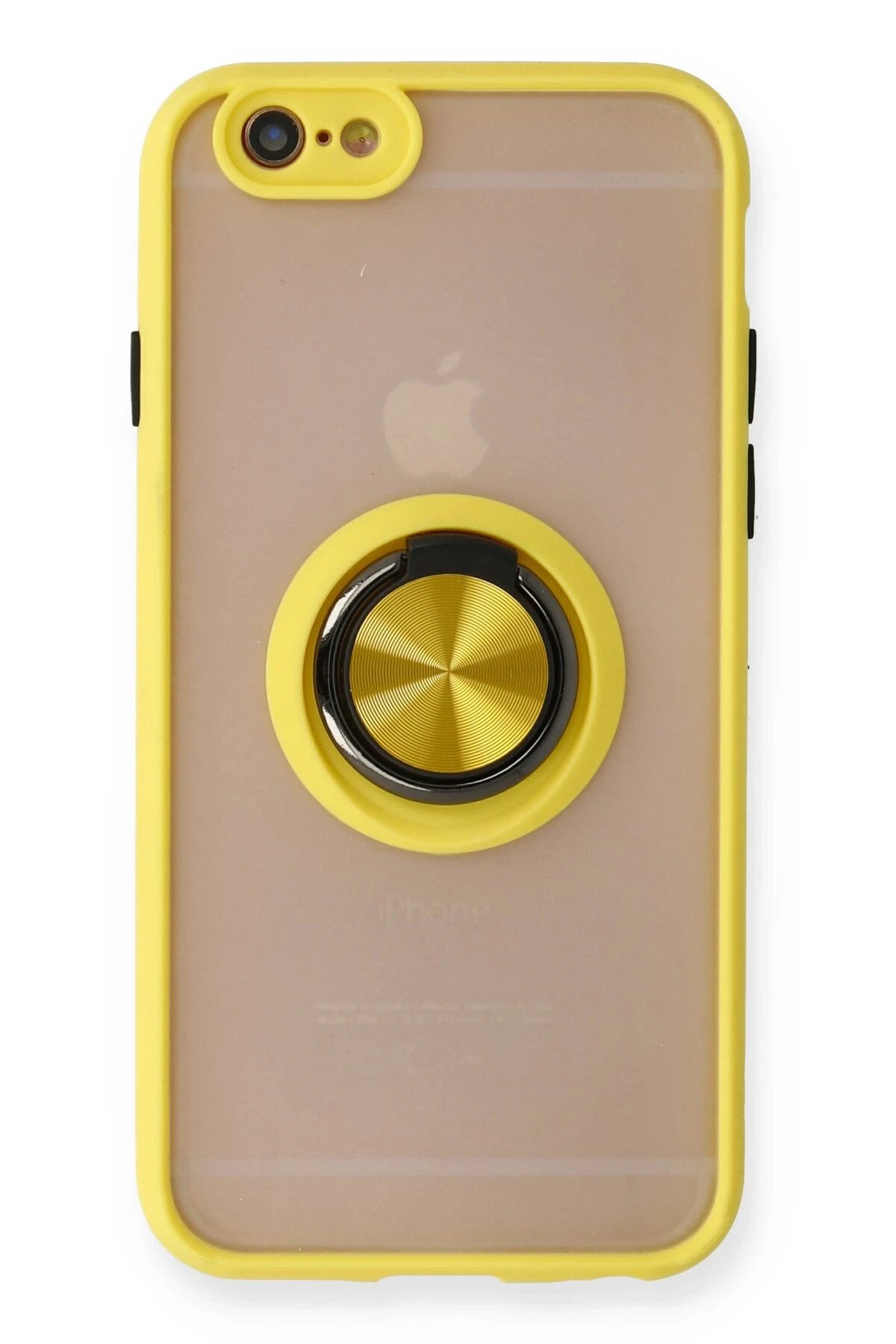 iPhone 6 Kılıf Montreal Yüzüklü Silikon Kapak - Sarı-(5796)