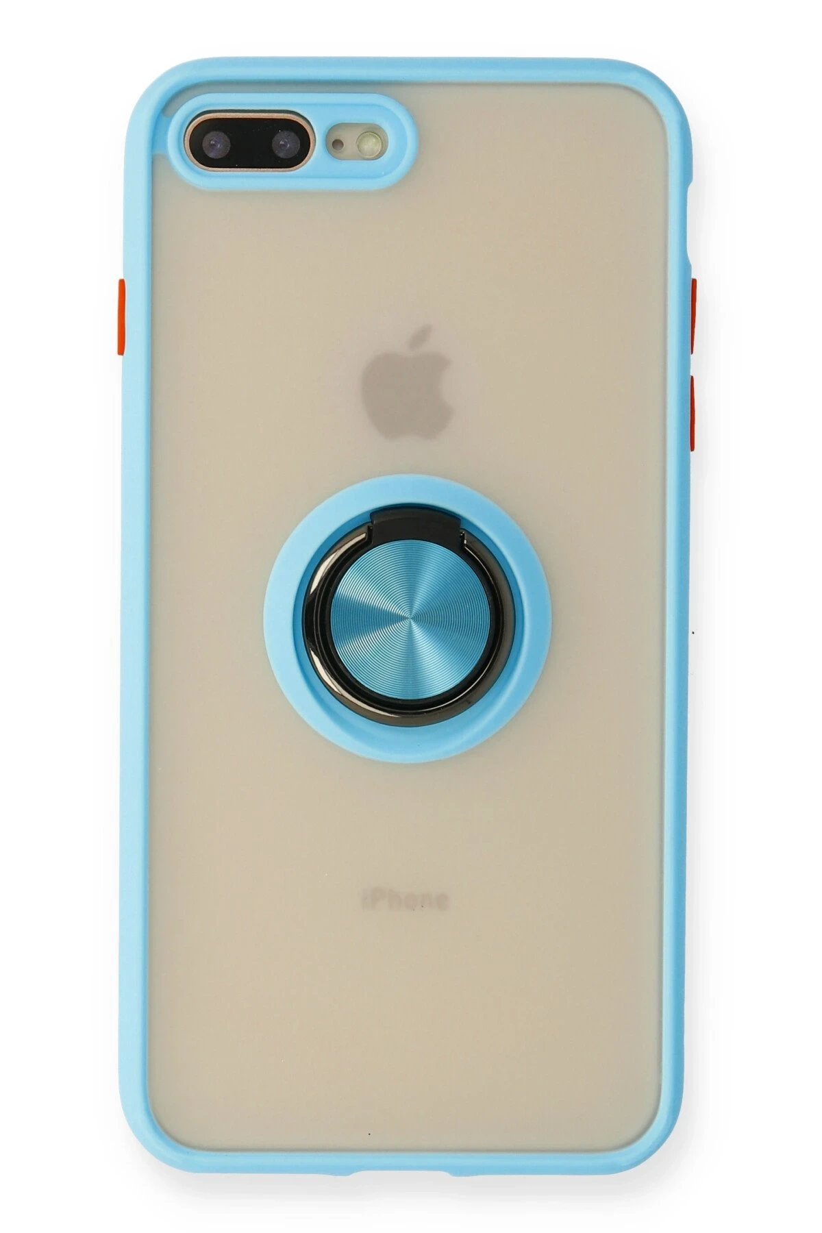 iPhone 7 Plus Kılıf Montreal Yüzüklü Silikon Kapak - Buz Mavi-(5796)