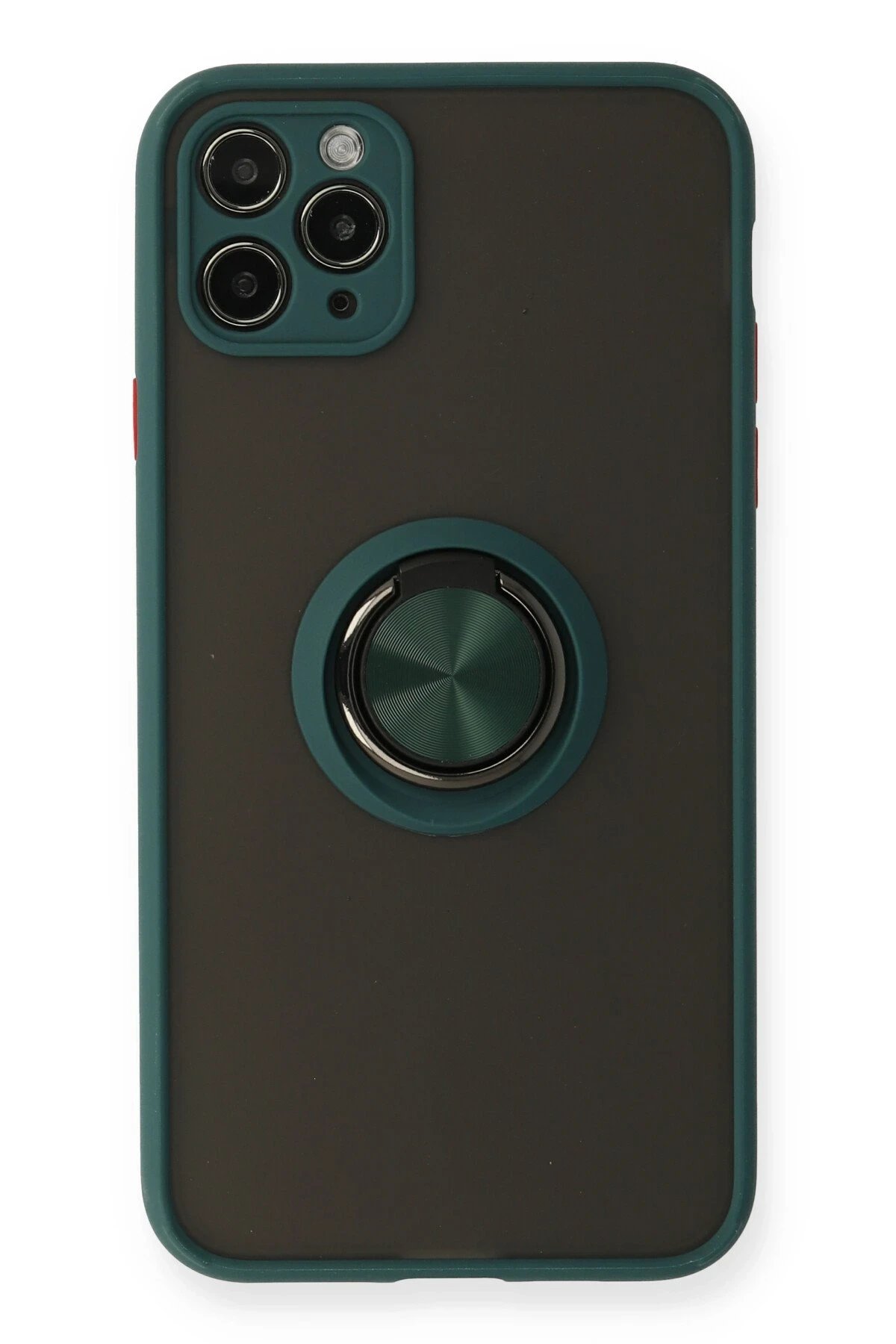 iPhone 11 Pro Kılıf Montreal Yüzüklü Silikon Kapak - Yeşil-(5796)
