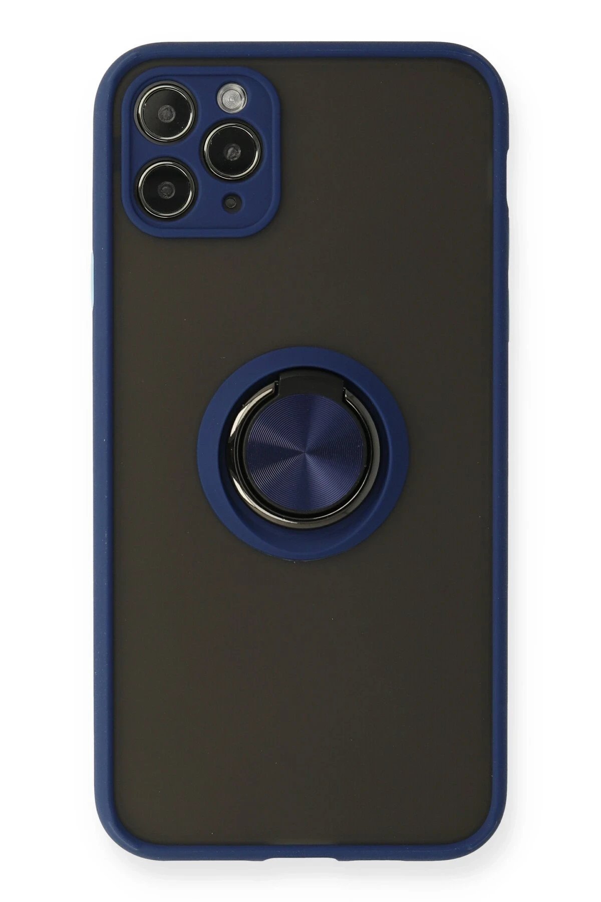 iPhone 11 Pro Max Kılıf Montreal Yüzüklü Silikon Kapak - Lacivert-(5796)