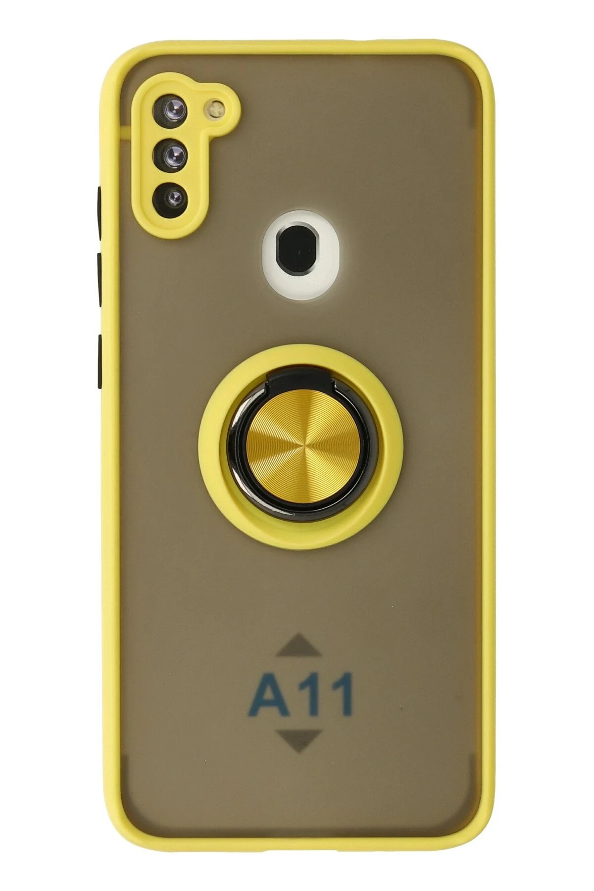 Samsung Galaxy A11 Kılıf Montreal Yüzüklü Silikon Kapak - Sarı-(5796)