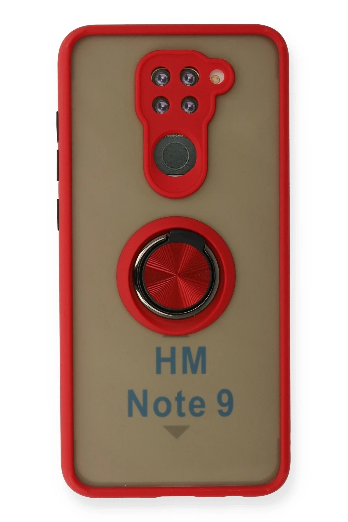 Xiaomi Redmi Note 9 Kılıf Montreal Yüzüklü Silikon Kapak - Kırmızı-(5796)