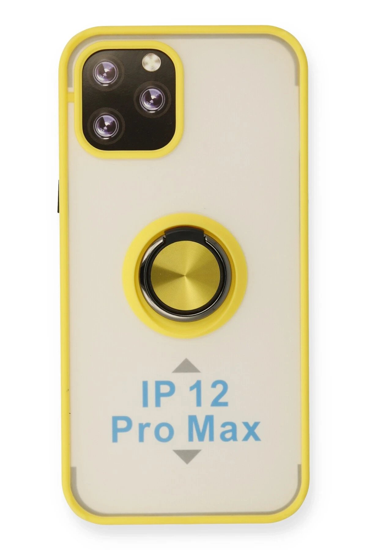 iPhone 12 Pro Max Kılıf Montreal Yüzüklü Silikon Kapak - Sarı-(5796)