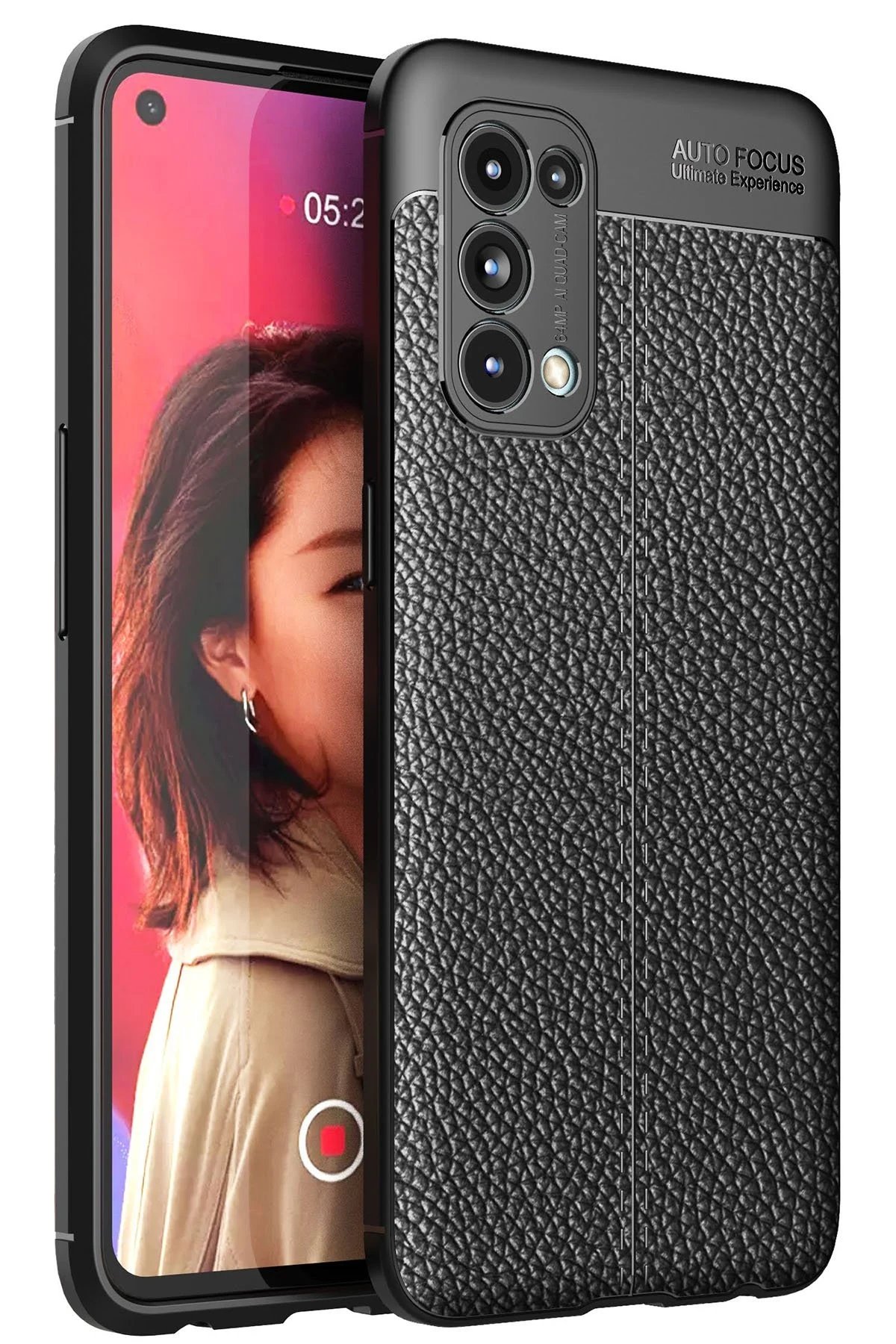 Oppo Reno 5 Kılıf Auto Focus Kapak - Siyah-(5796)