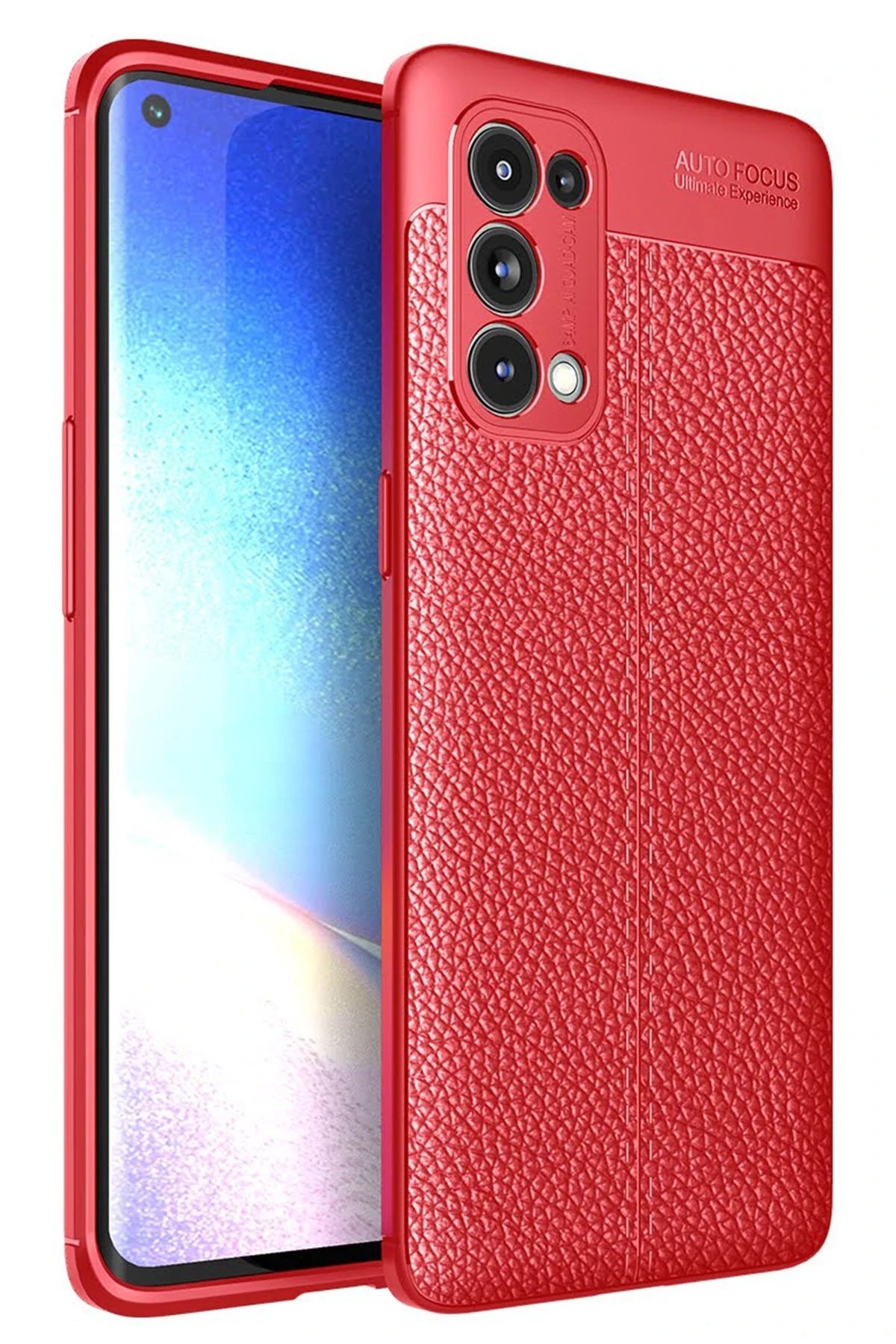 Oppo Reno 5 Pro Kılıf Auto Focus Kapak - Kırmızı-(5796)