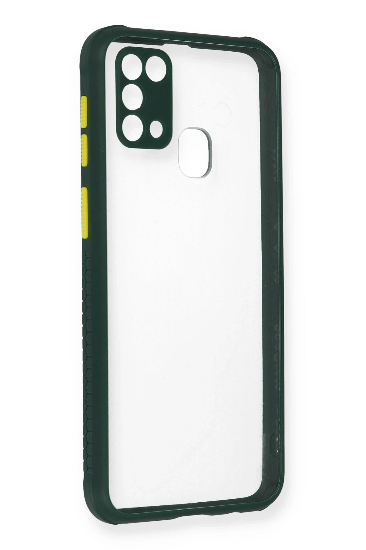 Samsung Galaxy M31 Kılıf Miami Şeffaf Silikon - Koyu Yeşil-(5796)