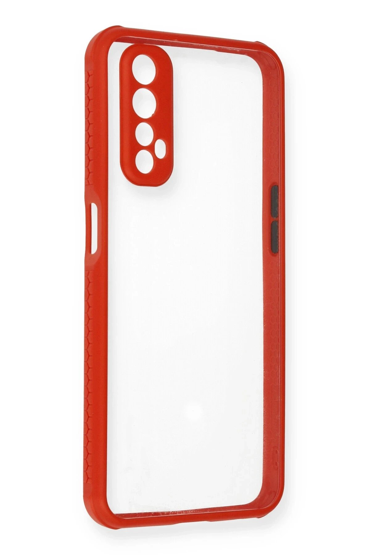 Realme 7 Kılıf Miami Şeffaf Silikon - Kırmızı-(5796)