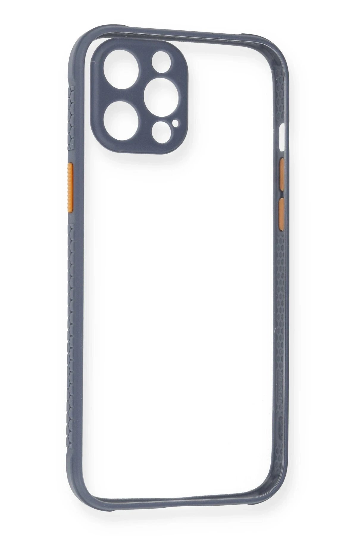 iPhone 12 Pro Kılıf Miami Şeffaf Silikon - Gri-(5796)