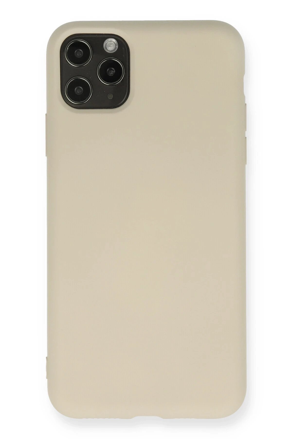 iPhone 11 Pro Max Kılıf Nano içi Kadife Silikon - Bej-(5796)