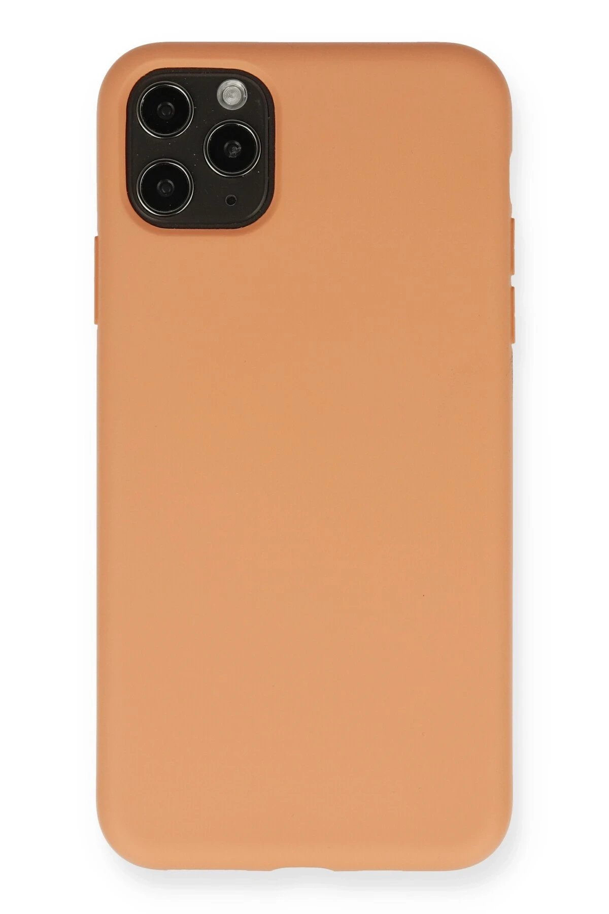 iPhone 11 Pro Max Kılıf Nano içi Kadife Silikon - Mat Turuncu-(5796)