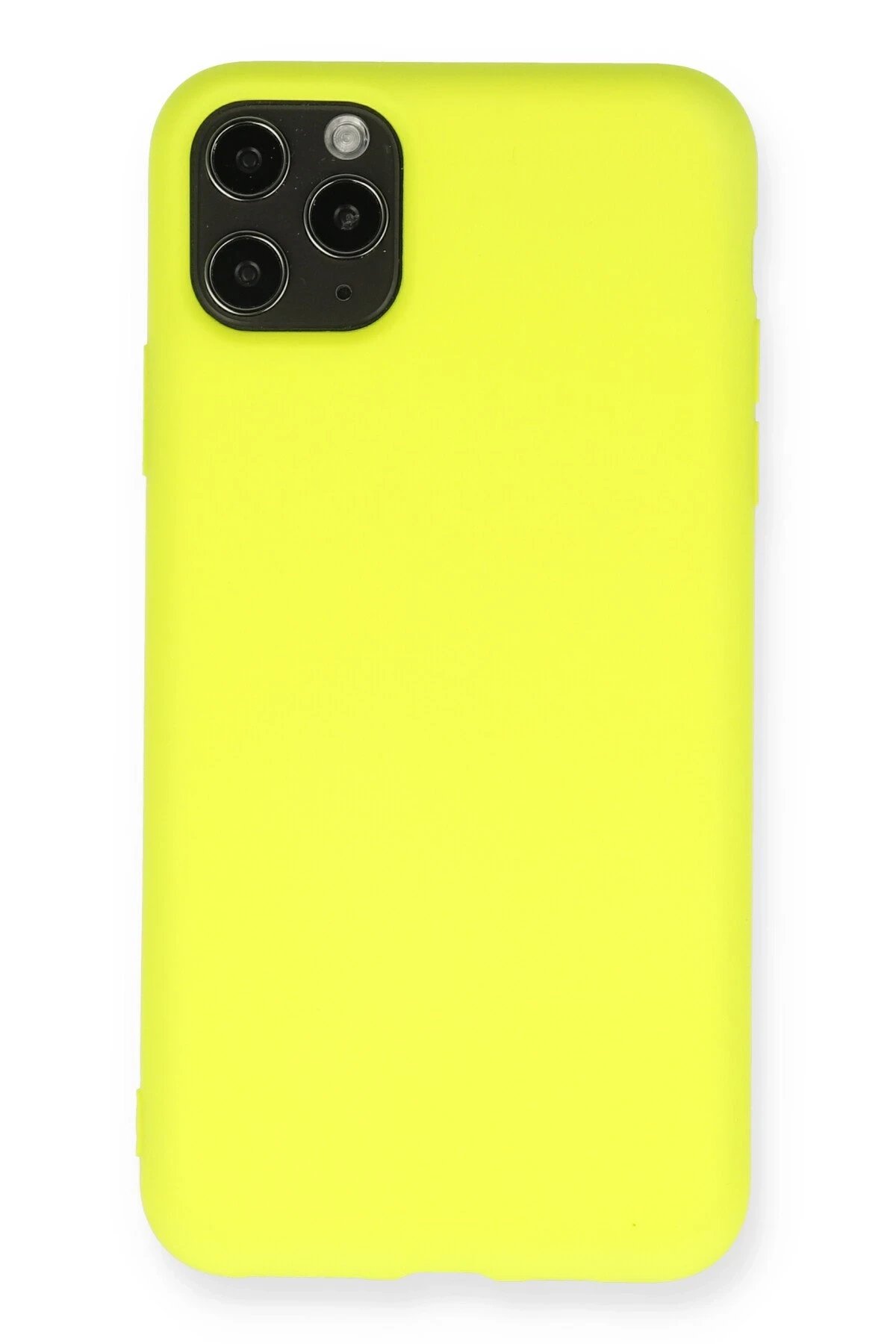 iPhone 11 Pro Max Kılıf Nano içi Kadife Silikon - Sarı-(5796)
